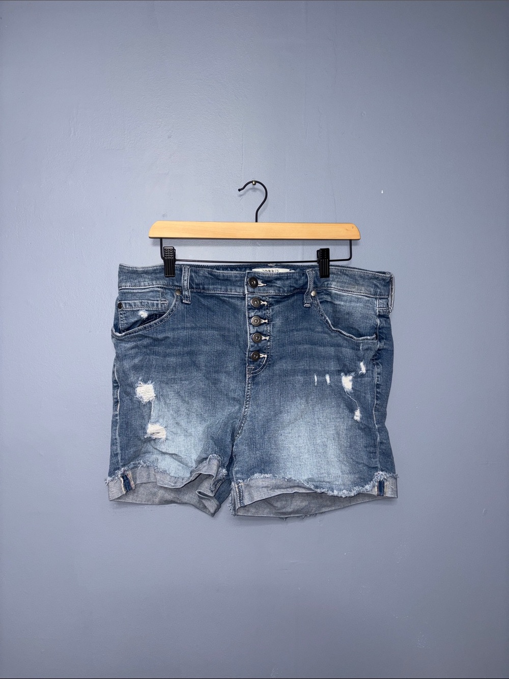 Torrid • Distressed Buttonfly Jean Shorts